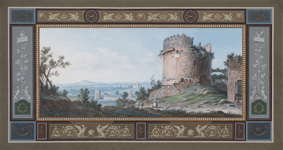 A project of a wall decoration - The mausoleum of Cecilia Metella by Tommaso Bigatti