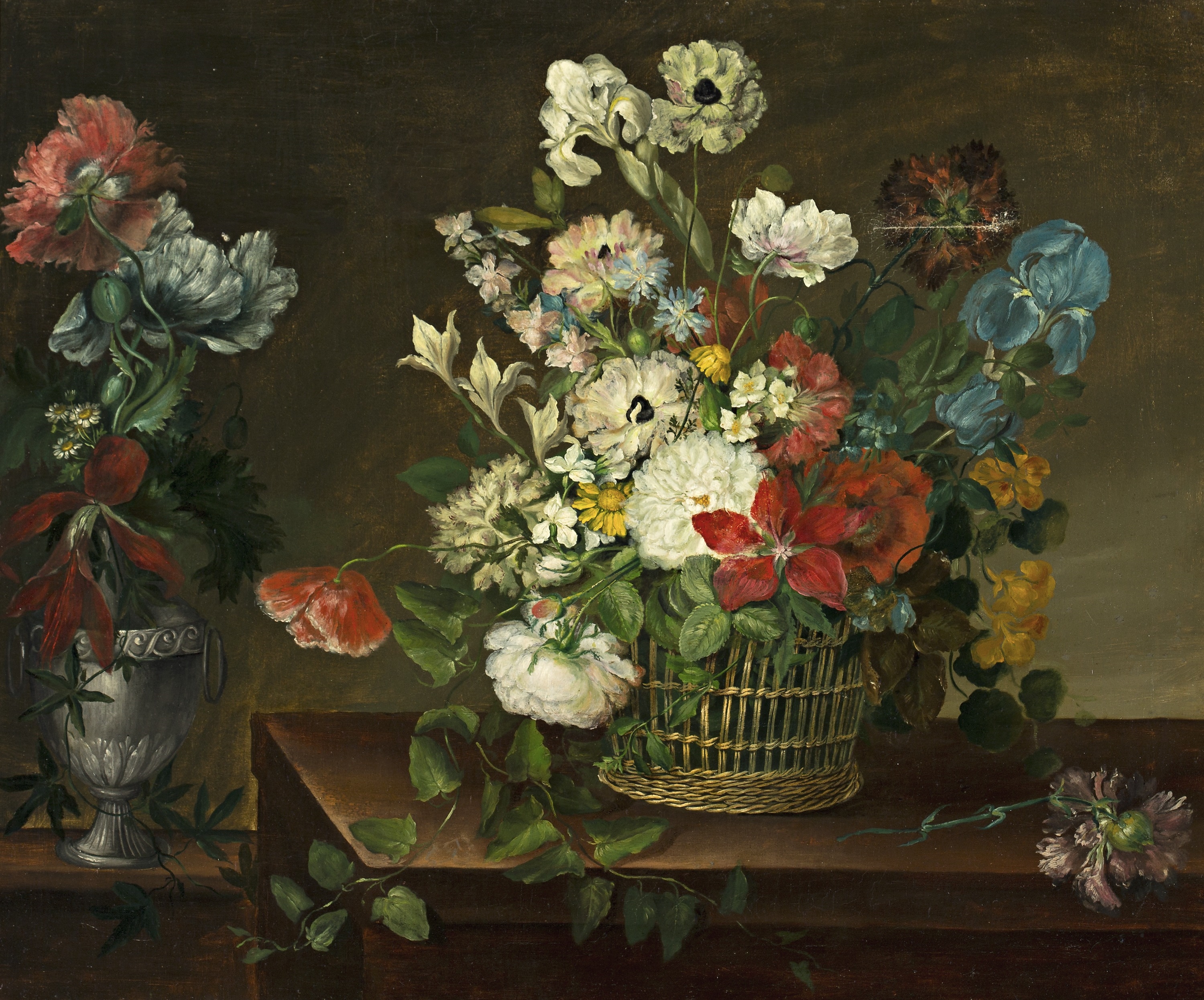 Artwork by Salvador Molet, Basket of Flowers, Made of Oil on canvas