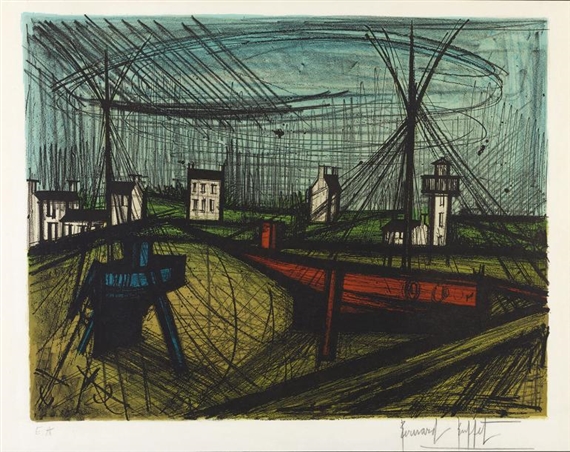 Bernard Buffet | Le Havre, Le Bassin du Commerce (#0714 (1972