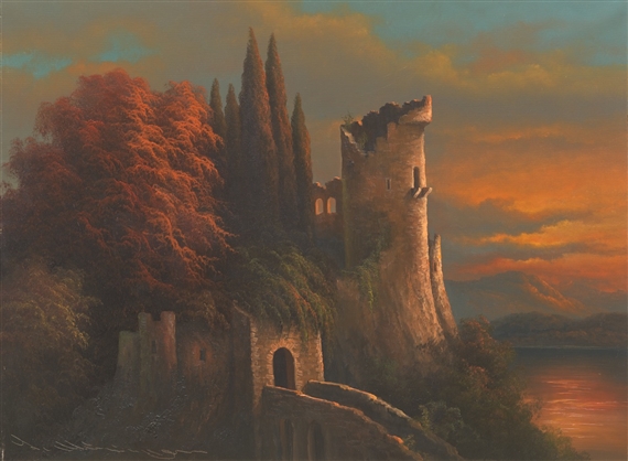 Castle at sunset by Ludwig Muninger