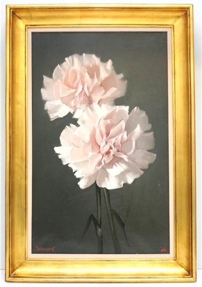 Pink Carnations in Bloom by M.W. Huggins