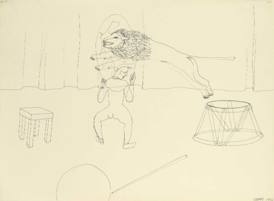 Artwork by Alexander Calder, Through the Hoop, Made of ink on paper