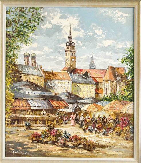 Münchner Vedute mit Blick über den Viktualienmarkt by August Alexander Wendehals