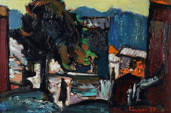 Dorfszene auf Korsika by Carl Walter Liner, 1950