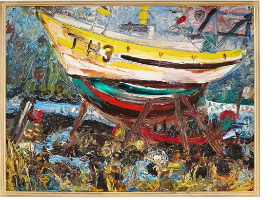 Scallop Boat on the Slips by John Perceval, 1967