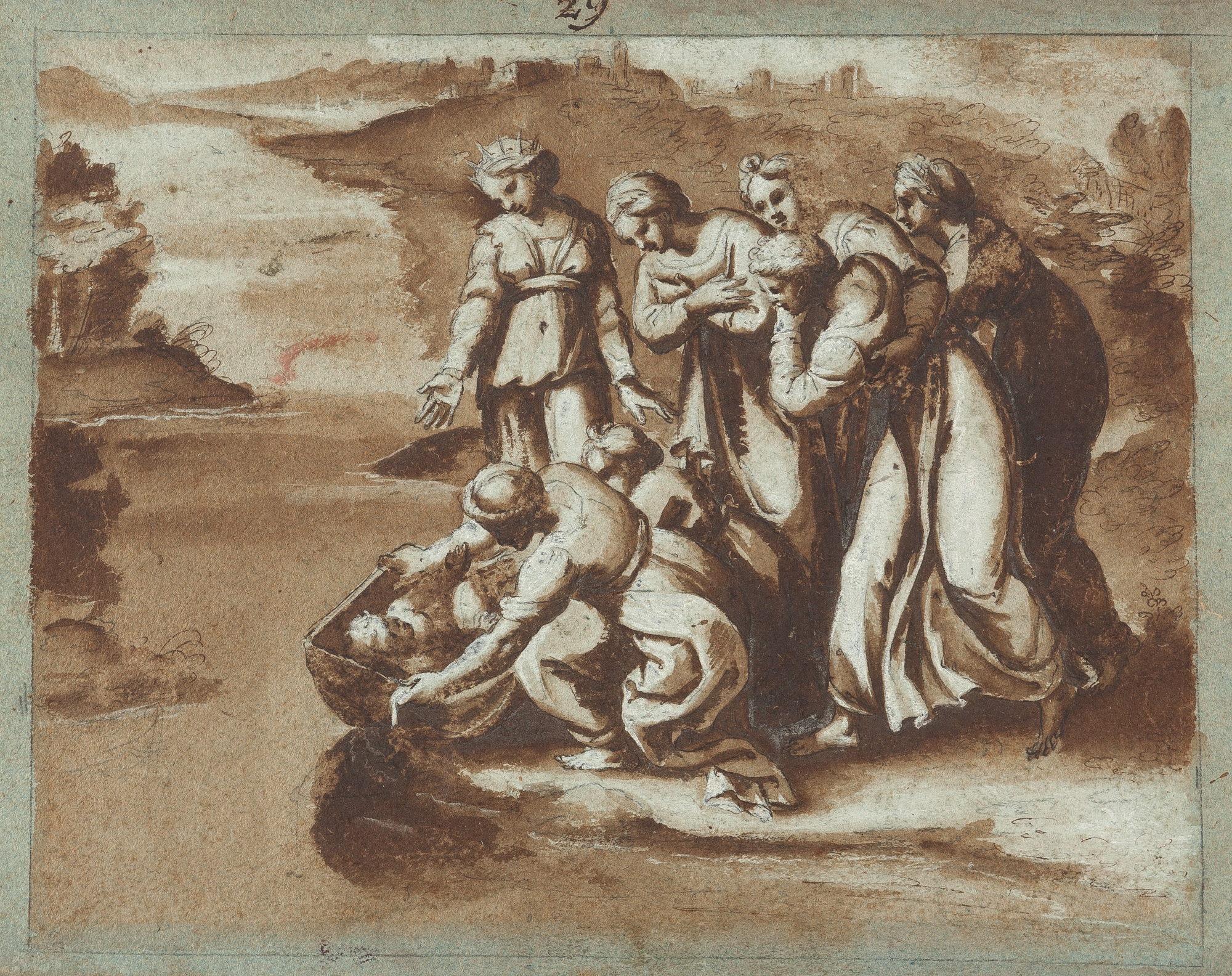 Die Auffindung des Mosesknaben (Exodus, Kapitel 2) by Italian School, 17th Century, 1600