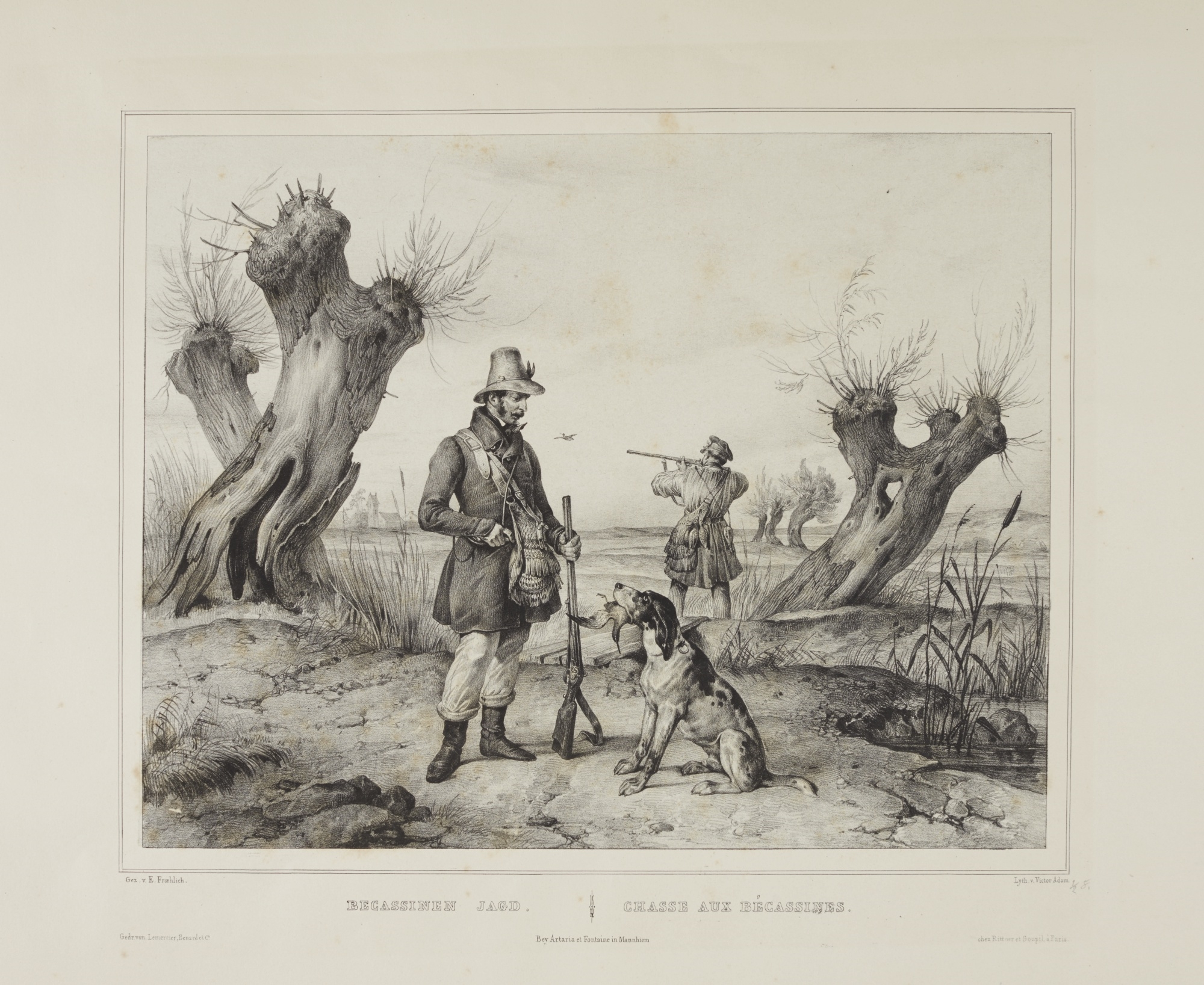 Artwork by Victor Adam, Ernst Frohlich, SOUVENIRS DE CHASSE... JAGDERINNERUNGEN. MANNHEIM: ARTARIA & FONTAINE, Made of lithograph