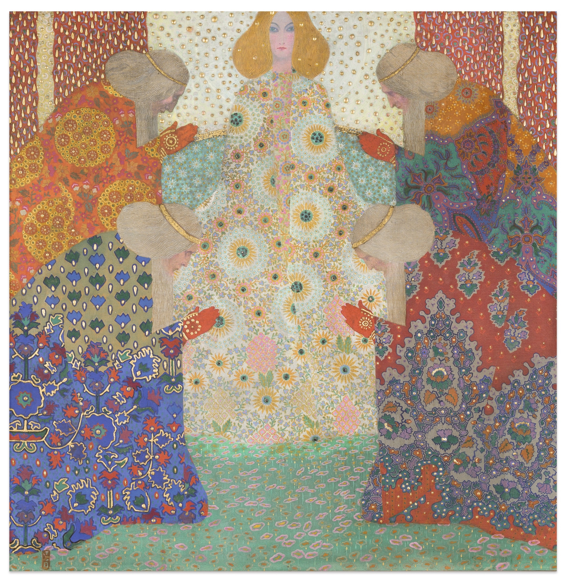 Artwork by Vittorio Zecchin, MADONNA E QUATTRO EVANGELISTI, Made of tempera on canvas