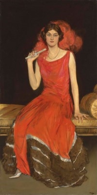 Lady in Red, Mrs Owen Barton Jones by John Lavery, 1924