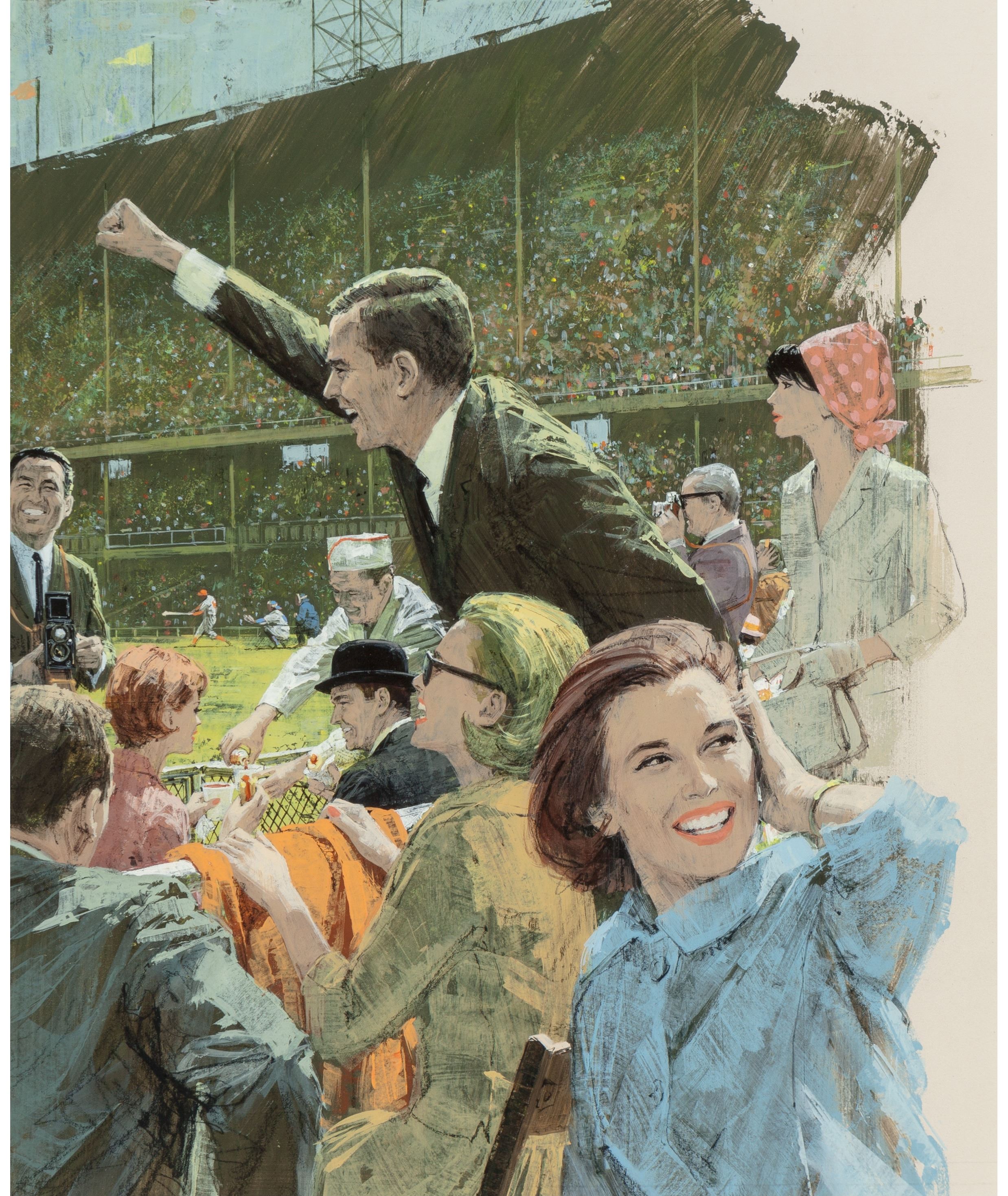 Joseph Bowler | Cheering at the Ball Game | MutualArt