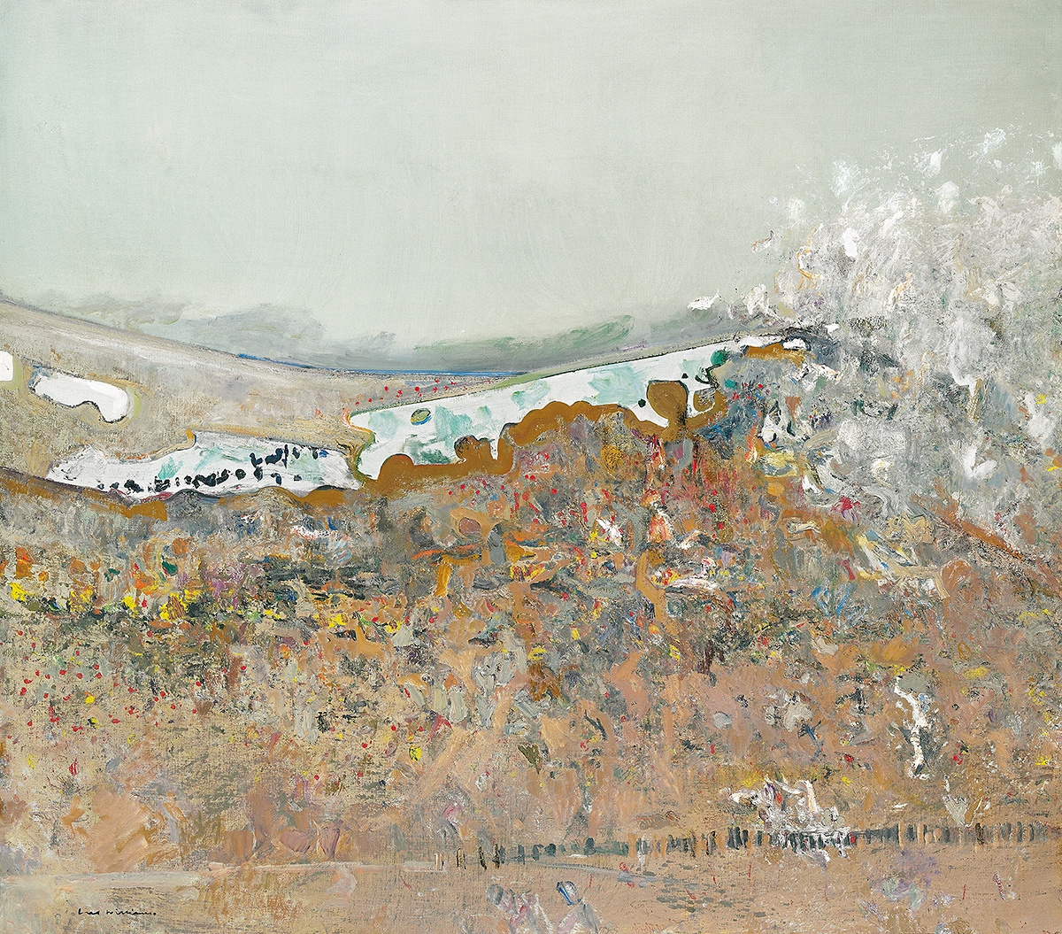 Artwork by Fred Williams, Summer Snow at Perisher, Made of oil on canvas