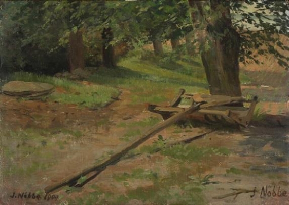 A harvest tool under a tree by Jacob Nöbbe, 1909