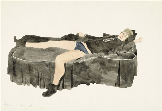 Young Man Reclining on a Bed by Patrick Procktor, 1968