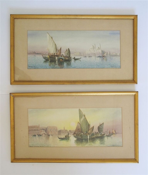 A pair of Venetian watercolours by Anton Purigini