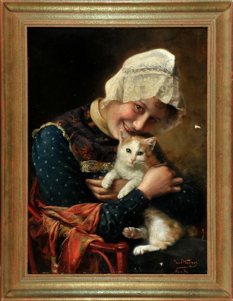Mädchen mit Katze. 