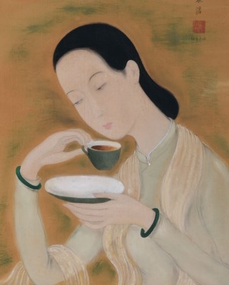 Femme à la Tasse de Thé (Lady with a Teacup) by Lê Phổ, 1940s