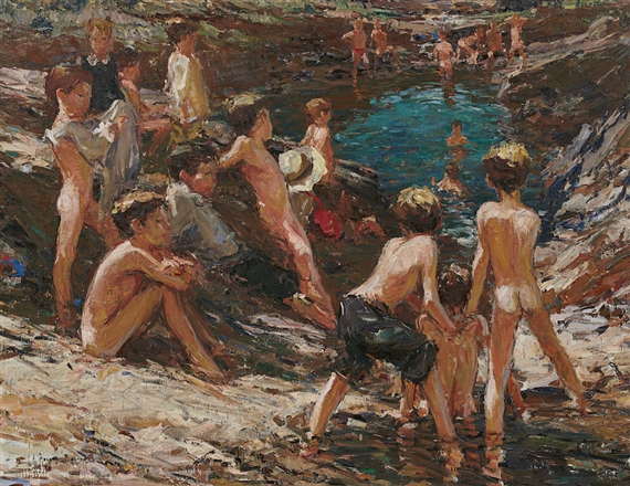 Young boys swimming
