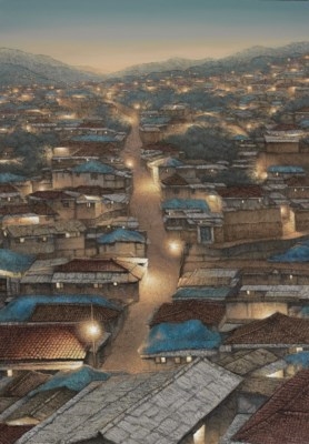 Artwork by Joung Young-Ju, Street 819, Made of acrylic on Korean paper mounted on canvas