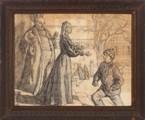 Fritz Syberg | A portrait of the artist's wife Anna Syberg and a ...