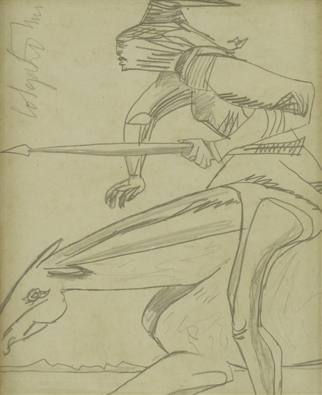 Two works: A sailor; A horse and rider by Robert Colquhoun