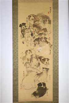 painting of puppies - Shijo School, 19th Century