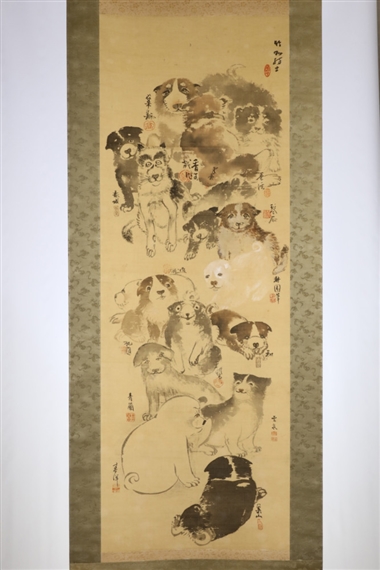 painting of puppies - Shijo School, 19th Century