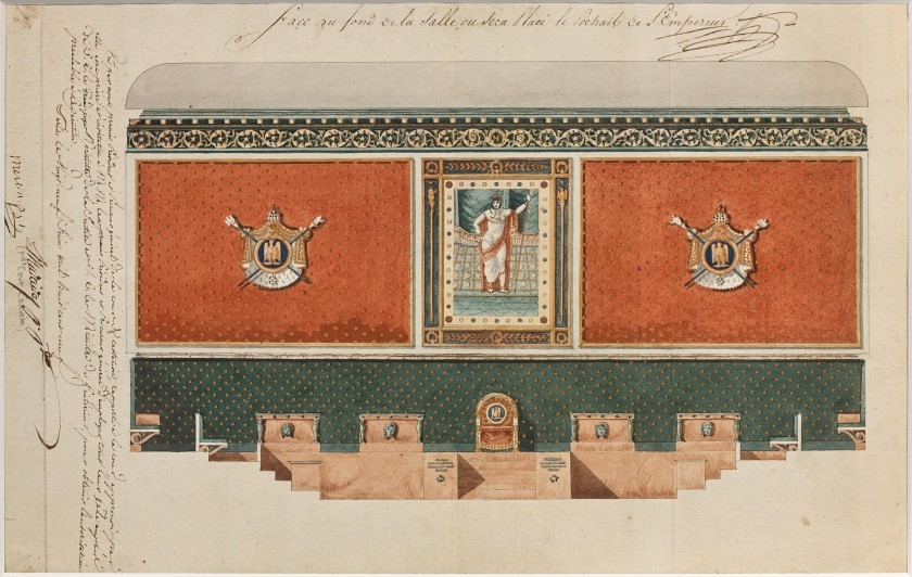 Artwork by Charles Percier, Project for the audience room of the Court of Cassation, Made of watercolour