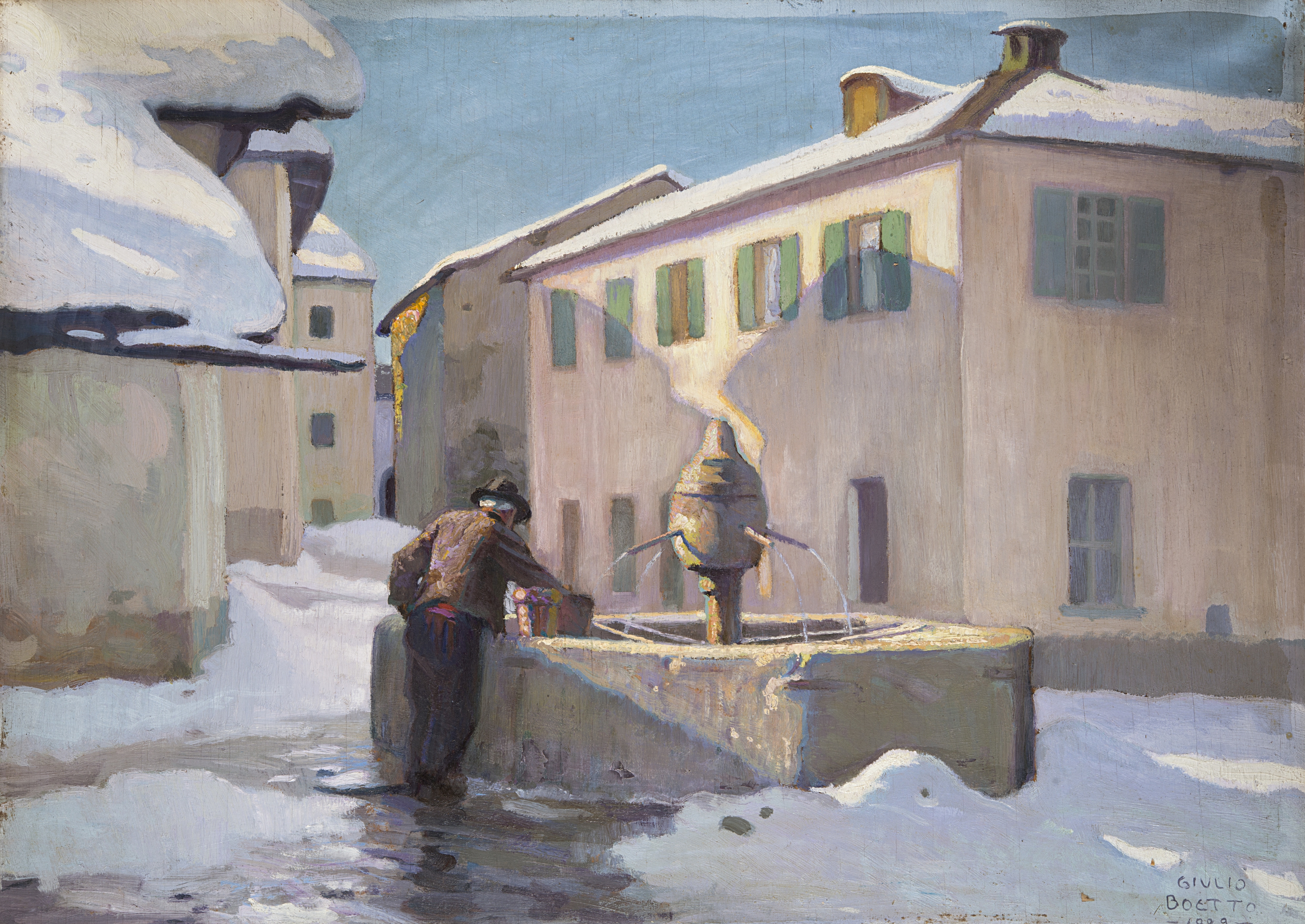 Artwork by Giulio Boetto, La vecchia fontana, Made of oil on plywood