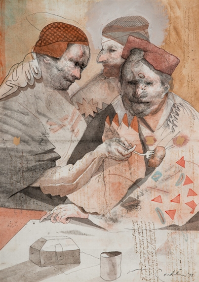 3 Works: Männer im Gespräch by Miguel Condé, 1978