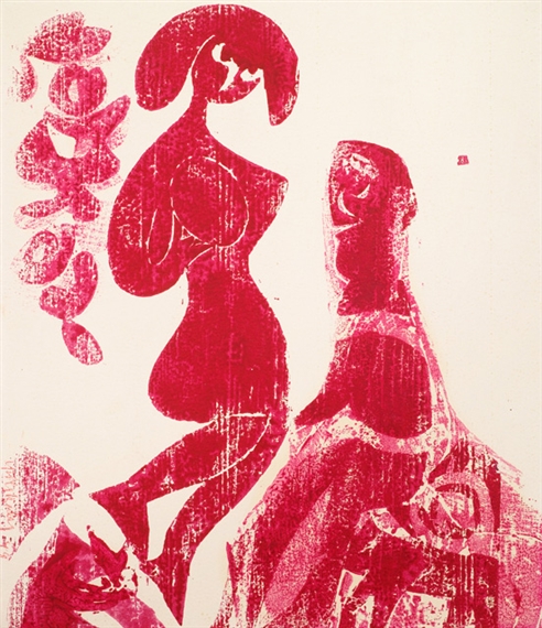 Herabkunft (Hirte) by HAP  Grieshaber, 1949