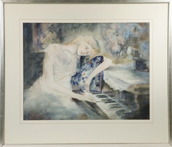 Woman Dreaming at Piano - Henrietta Lumetta