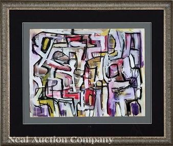 Purple, Magenta, White and Black Abstract Composition - Edith Harker Frohock