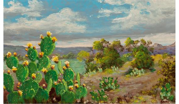 Cactus and Oaks on the Road to Boerne