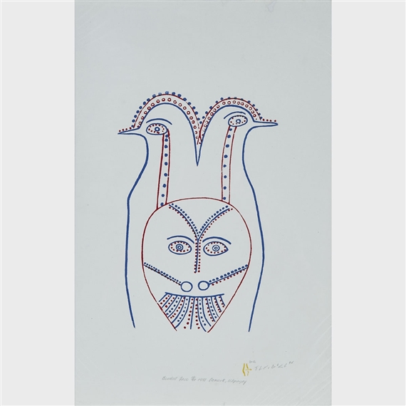 BEADED FACE by Jessie Oonark, 1973