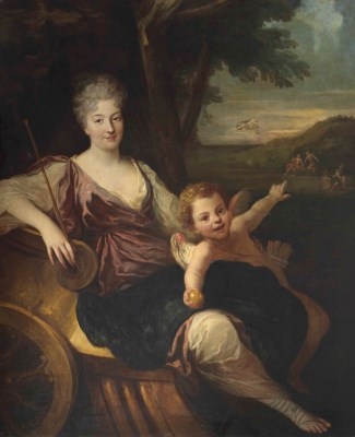 PORTRAIT OF A LADY AS VENUS AND CUPID by French School, 17th Century, circa 1690