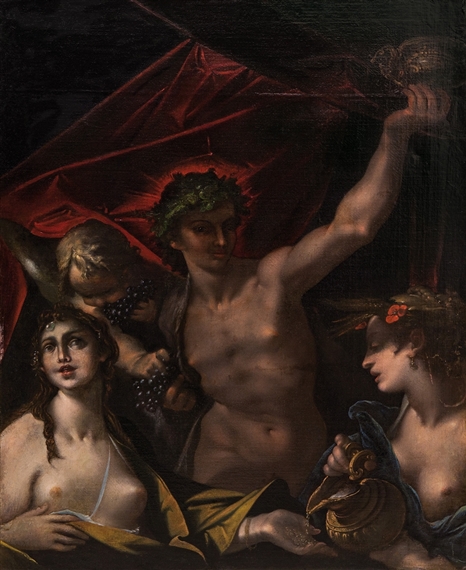 BAKCHUS, VENUŠE A CERES by Bartholomeus Spranger, 1597-1605