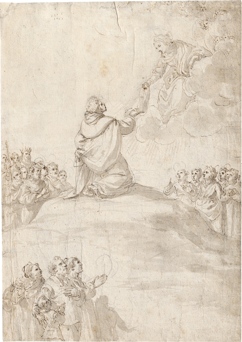 Der hl. Thomas empfängt den Gürtel von der Jungfrau Maria by Italian School, 17th Century