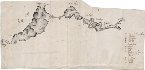 Die Baumannshöhle in Rübeland im Harz: Karte mit Legende by German School, 18th Century