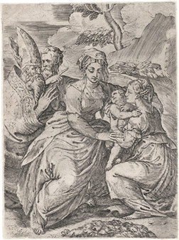 Madonna mit Kind und Heiligen - Battista dell'Angelo del Moro