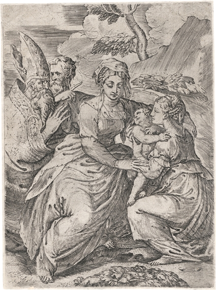 Madonna mit Kind und Heiligen by Battista dell'Angelo del Moro