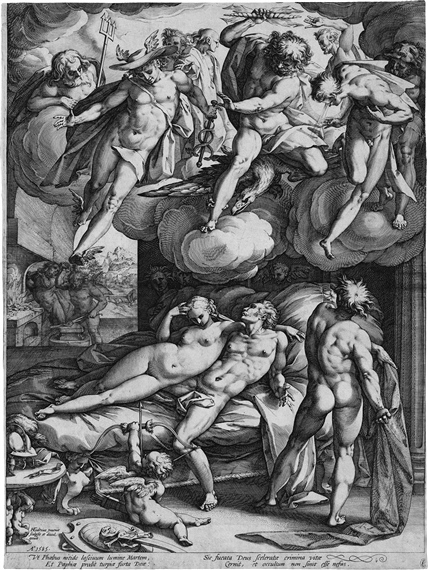 Mars und Venus überrascht von Vulkan by Hendrick Goltzius, 1585