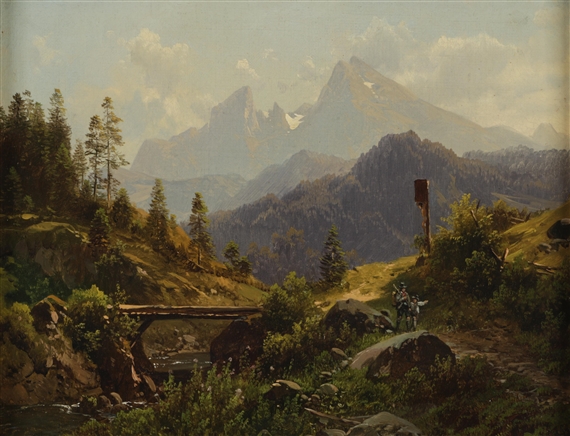 Watzmannblick mit Staffagefiguren by Aleksander Piotr Swieszewski