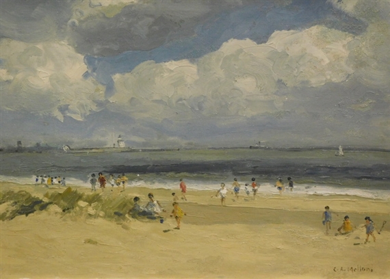 Gorleston on Sea - beach and harbour scene by Campbell A. Mellon