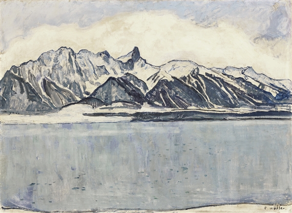 THUNERSEE MIT STOCKHORNKETTE IM WINTER by Ferdinand Hodler