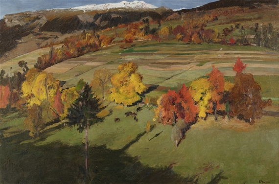 PAYSAGE AUTOMNAL, LES HAUTS DE SAVIÈSE by Ernest Biéler