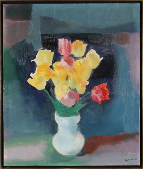 Tulpen in weißer Vase by Reinhold Ewald, 1956
