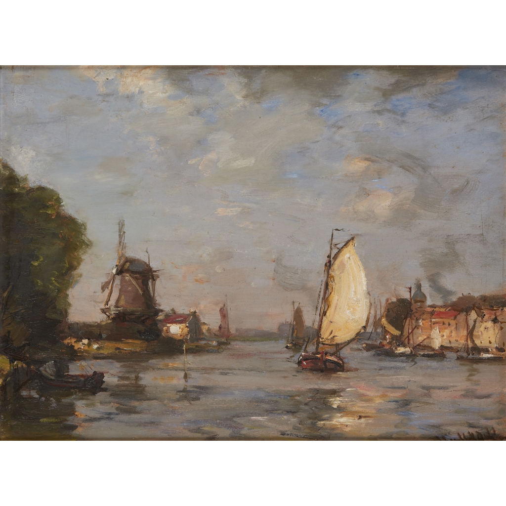 Barges on a Dutch Canal by James Campbell Noble