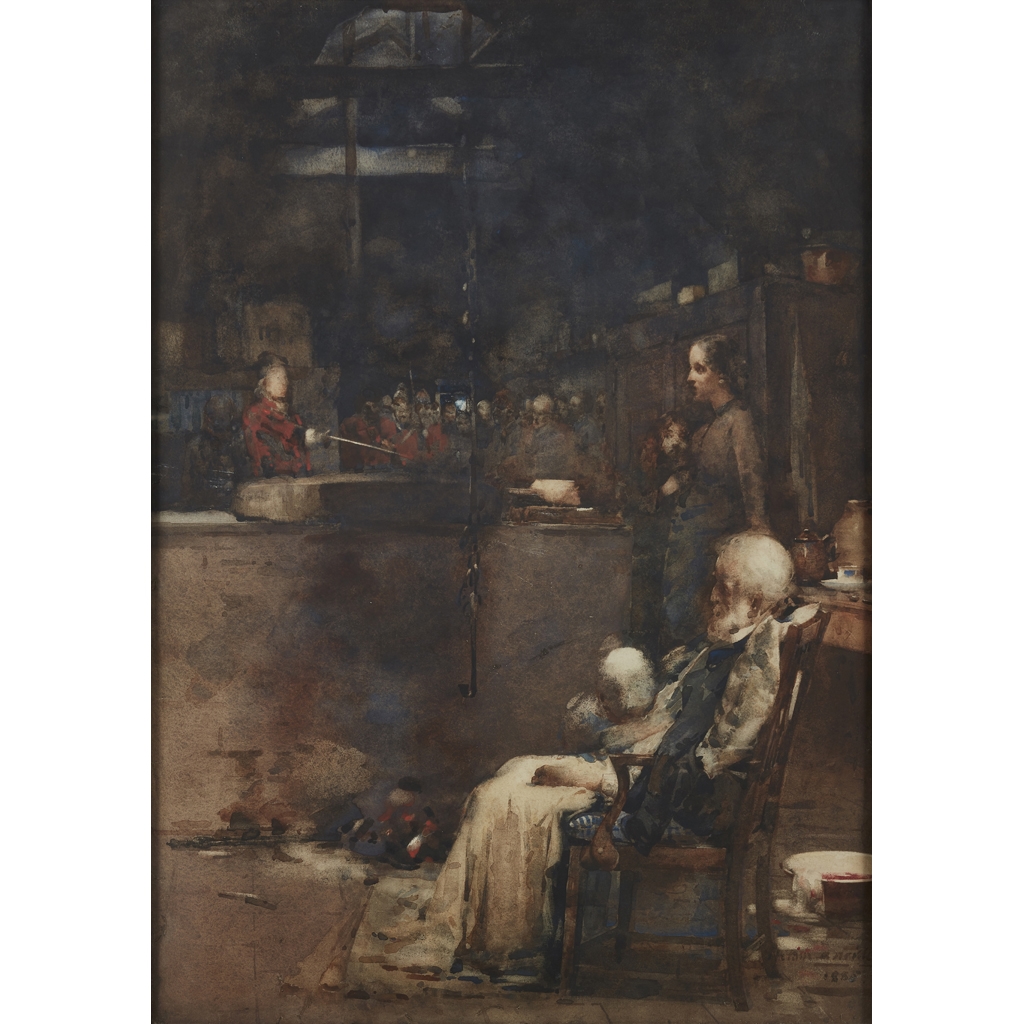 Artwork by Arthur Melville, The Wounded Covenanter, Made of watercolour