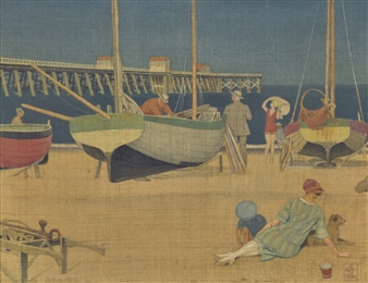 A GOLDEN EVENING, SOUTHWOLD - Joseph Edward Southall
