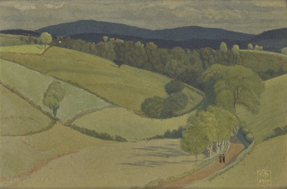 CLEE HILLS, SHROPSHIRE by Joseph Edward Southall, 1917